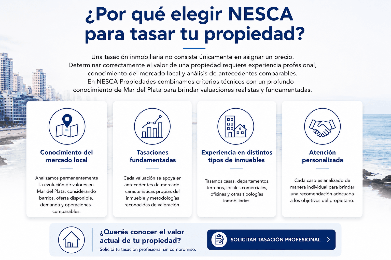 Tasaciones en Mar del Plata | NESCA Propiedades Ventajas de elegir NESCA Propiedades para realizar una tasación inmobiliaria en Mar del Plata