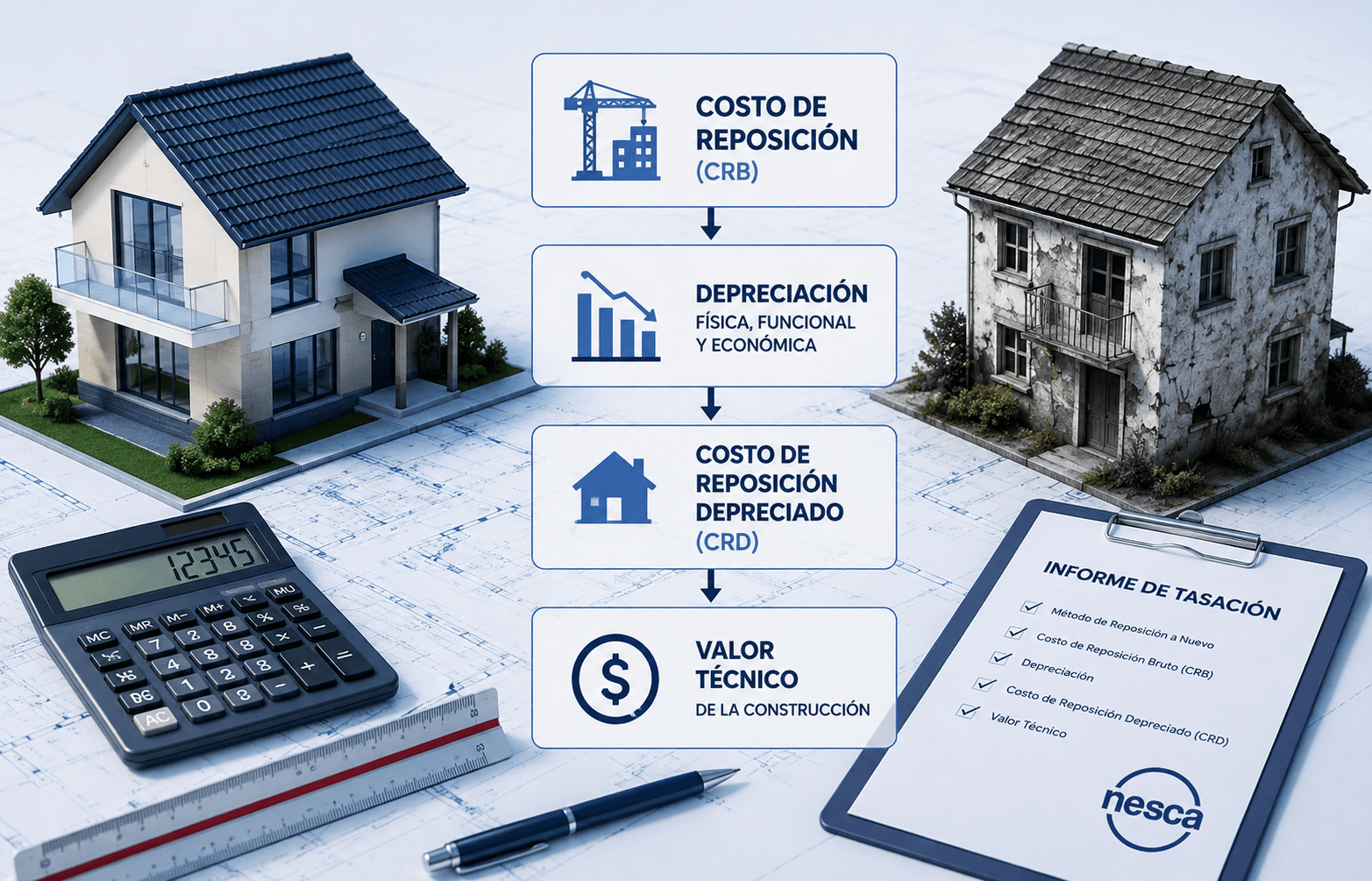 Método de reposición a nuevo | NESCA Propiedades Metodologías de tasación inmobiliaria según Gómez Picasso y Rozados - Método comparativo, costo y renta